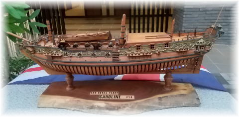 木製帆船模型(完成品)　英国皇室ヨット『キャロライン』/㈱帆船模型スタジオM