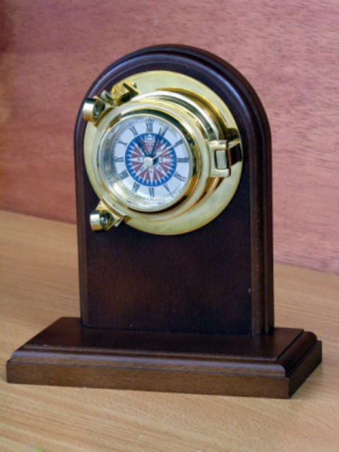 真鍮製舷窓卓上時計《ローズコンパス文字盤》/�株ｿ船模型スタジオM