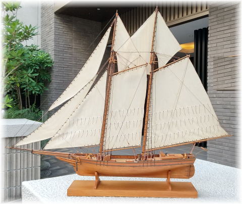 木製帆船模型(完成品)『フライングフィッシュ』全景/�株ｿ船模型スタジオM